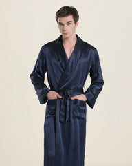 22 Momme Classic Sleep Robe Pajamas For Men Navy