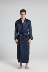 22 Momme Classic Sleep Robe Pajamas For Men Navy