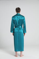 22 Momme Classic Sleep Robe Pajamas For Men Peacock Blue