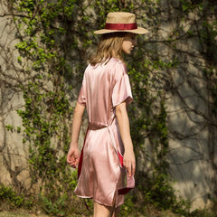 22 Momme Comfy Silk Nightgown with Belt Pink