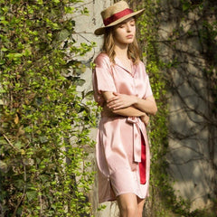 22 Momme Comfy Silk Nightgown with Belt Pink