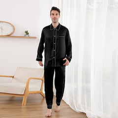 22 Momme Double Button Silk Pajamas Set Black