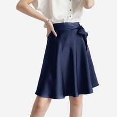22 Momme Elegant Silk Short Skirt Navy