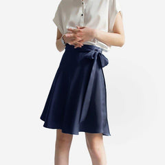22 Momme Elegant Silk Short Skirt Navy