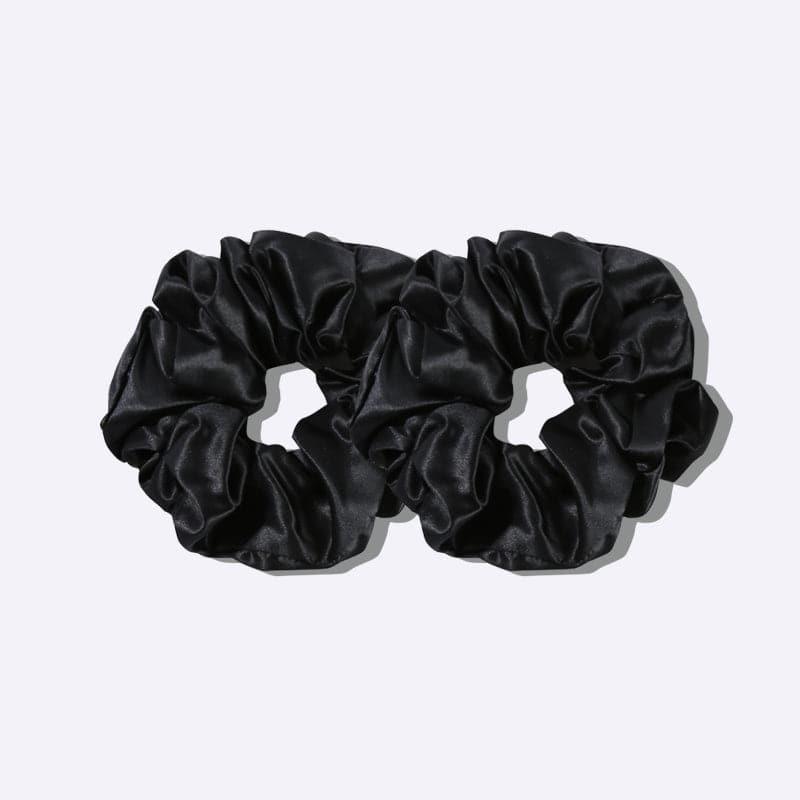 22 Momme Large Silk Hair Scrunchies 2PCS Black