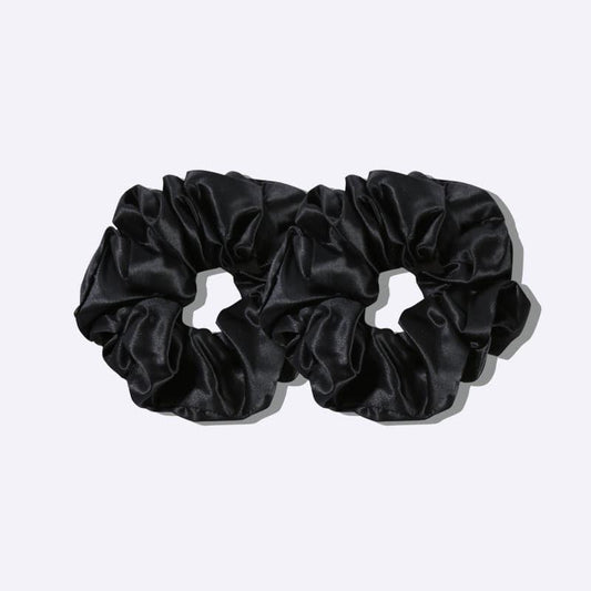 22 Momme Large Silk Hair Scrunchies 2PCS Black