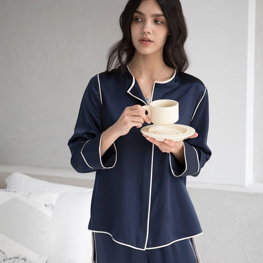 22 Momme Navy Silk Pajama Set