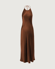 22 Momme Open Back Silk Halter Dress