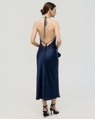 22 Momme Open Back Silk Halter Dress
