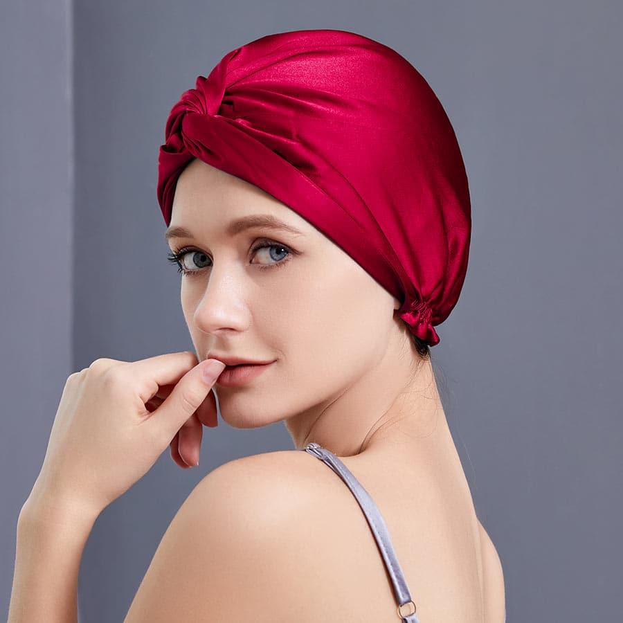 22 Momme Premium Silk Women Turban Burgundy