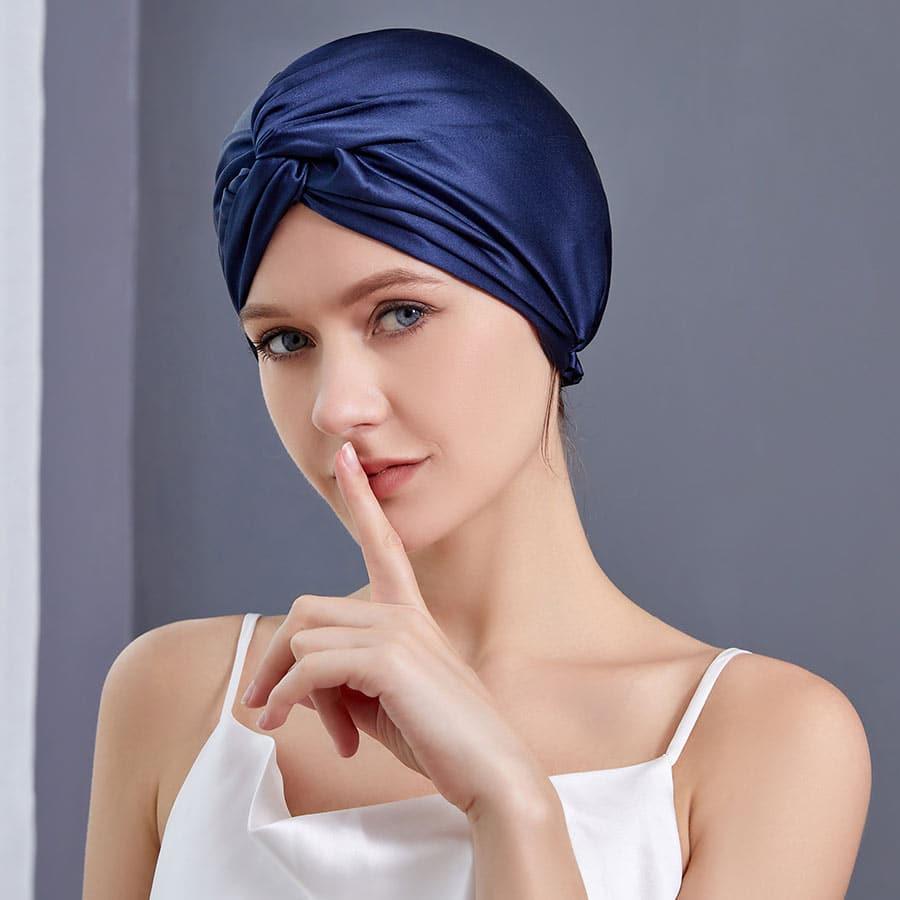 22 Momme Premium Silk Women Turban Navy