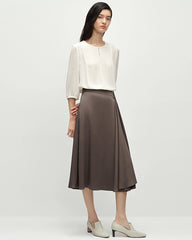 19 Momme Round Neck Silk Blouse 3/4 Sleeve