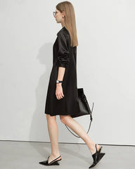 22 Momme Silk Belted Midi Dress Long Sleeve