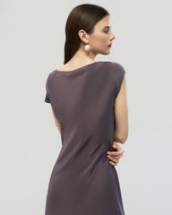 22 Momme Silk Cowl Neck Bias Cut Midi Dress