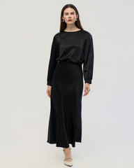 22 Momme Silk Crew Neck Drop Shoulder Pullover Blouse
