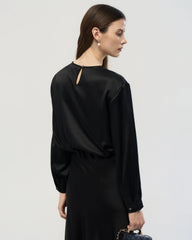 22 Momme Silk Crew Neck Drop Shoulder Pullover Blouse