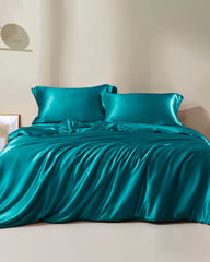 22 Momme Silk Duvet Cover Peacock Blue