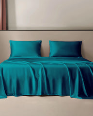 22 Momme Silk Flat Sheet Peacock Blue