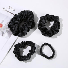 22 Momme Silk Hair Scrunchies 4PCS Black