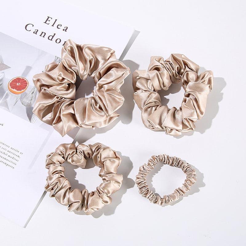 22 Momme Silk Hair Scrunchies 4PCS Champagne