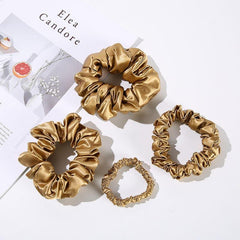 22 Momme Silk Hair Scrunchies 4PCS Gold