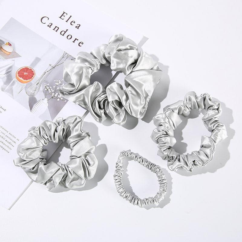 22 Momme Silk Hair Scrunchies 4PCS Grey