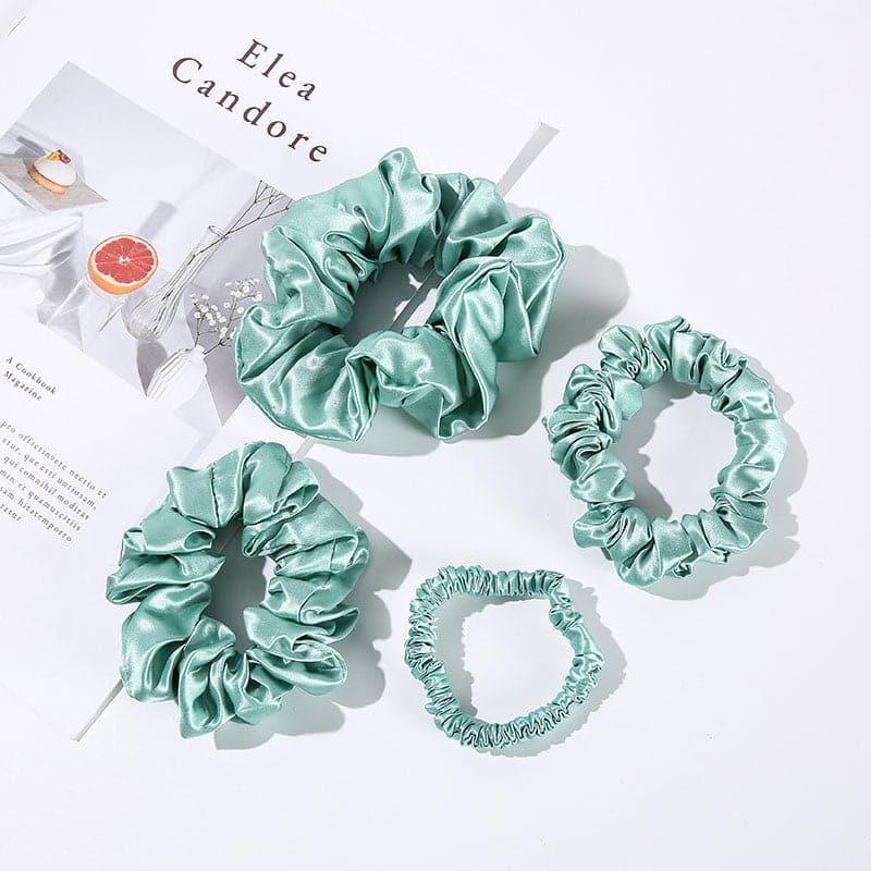 22 Momme Silk Hair Scrunchies 4PCS Light Green