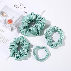 22 Momme Silk Hair Scrunchies 4PCS Light Green