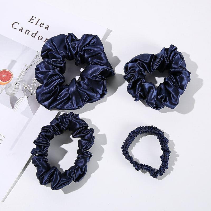 22 Momme Silk Hair Scrunchies 4PCS Navy