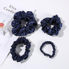 22 Momme Silk Hair Scrunchies 4PCS Navy
