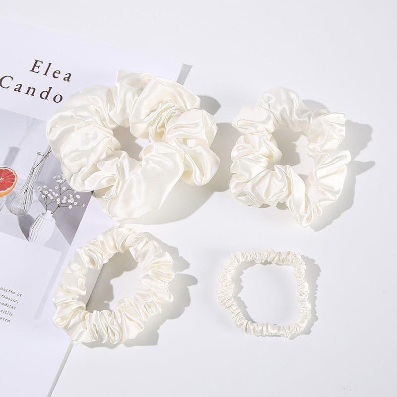 22 Momme Silk Hair Scrunchies 4PCS White