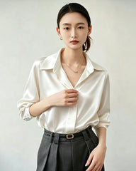 22 Momme Silk Hidden Placket Blouse