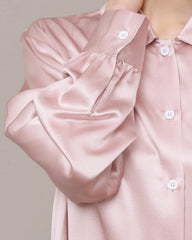 22 Momme Silk Irregular Shirt Dress For Women Rose Pink