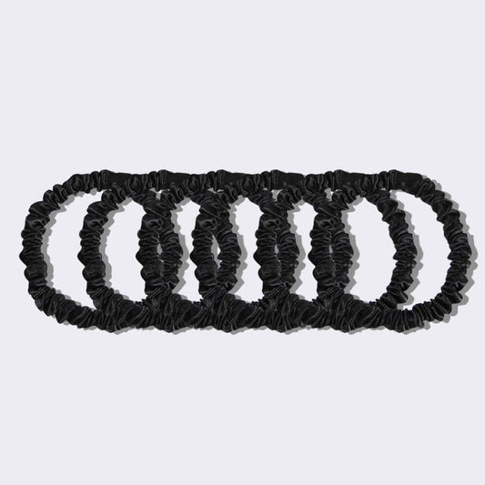 22 Momme Silk Mini Scrunchies 6PCS Black