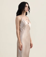 22 Momme Silk Nightgown Long Slip Dress Chamapgne