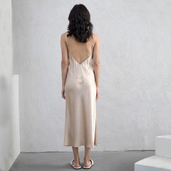 22 Momme Silk Nightgown Long Slip Dress Chamapgne