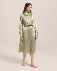 22 Momme Silk Outwear Dress Avocado Green