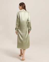 22 Momme Silk Outwear Dress Avocado Green
