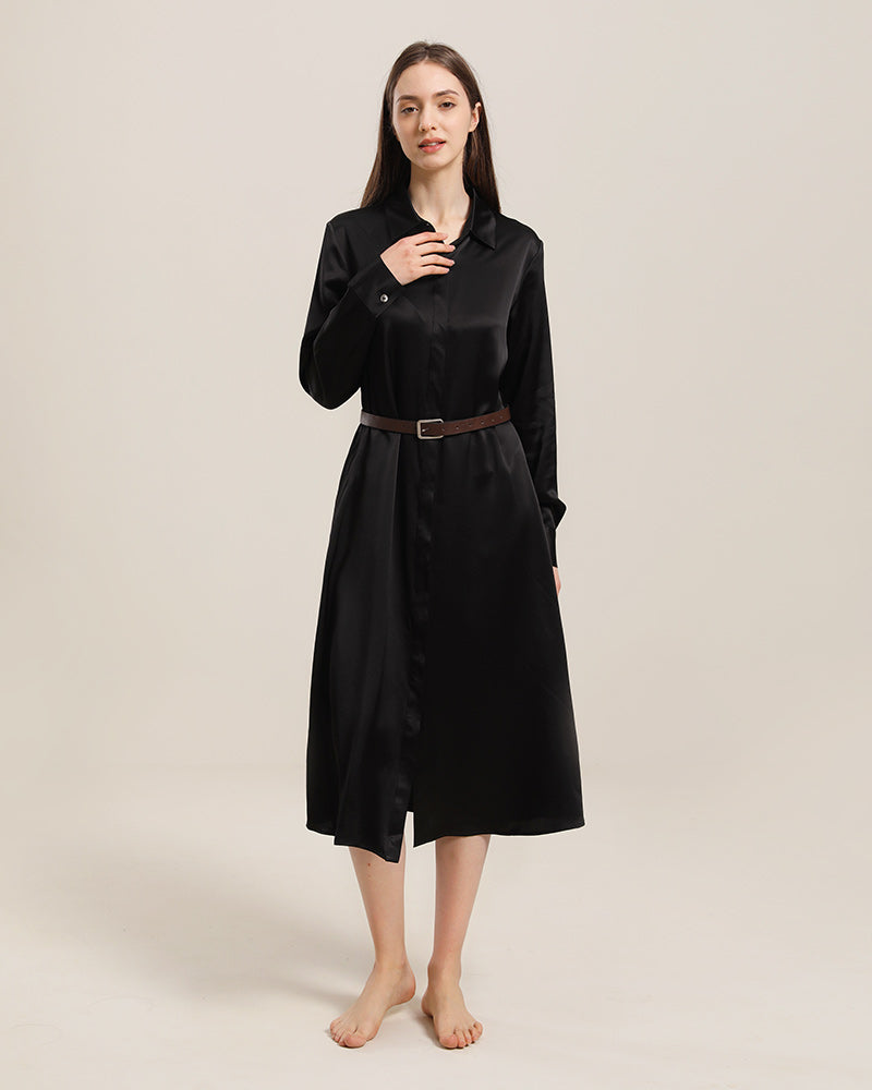 22 Momme Silk Outwear Dress Black