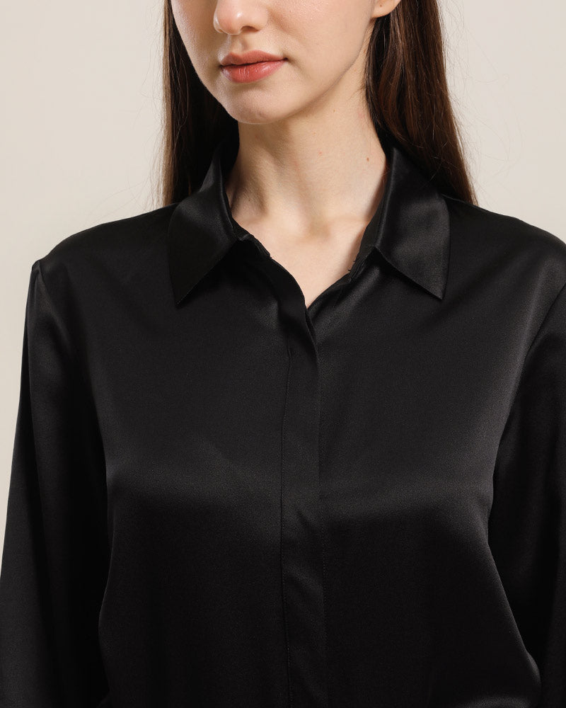 22 Momme Silk Outwear Dress Black