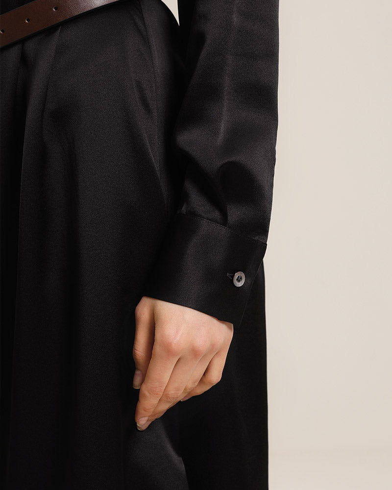 22 Momme Silk Outwear Dress Black