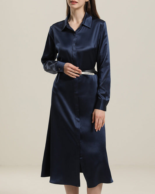 22 Momme Silk Outwear Dress Navy
