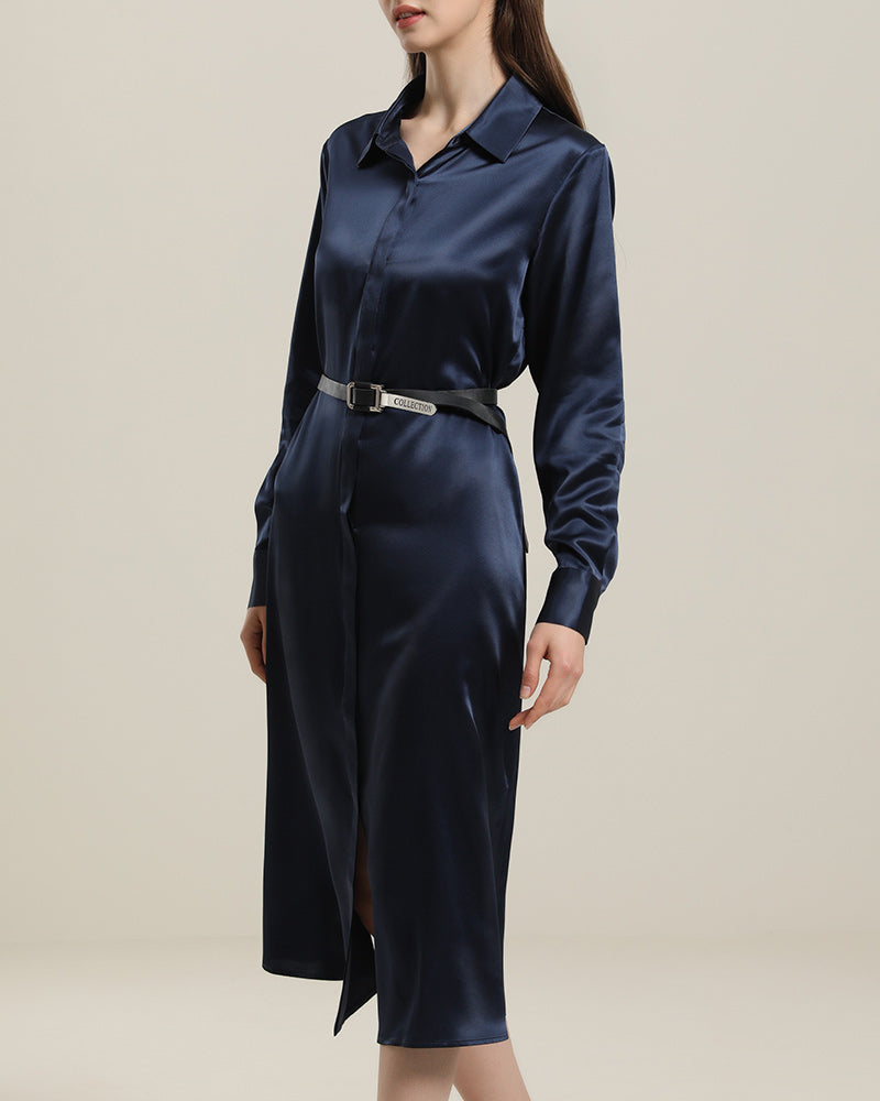 22 Momme Silk Outwear Dress Navy