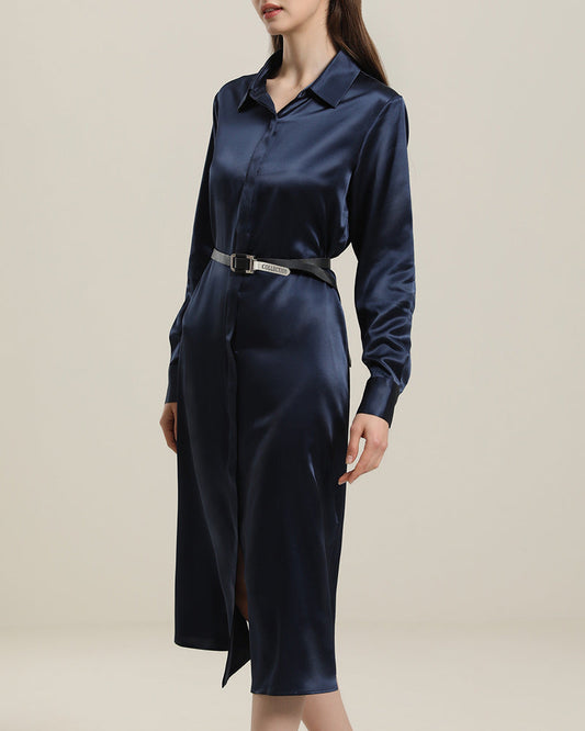 22 Momme Silk Outwear Dress Navy