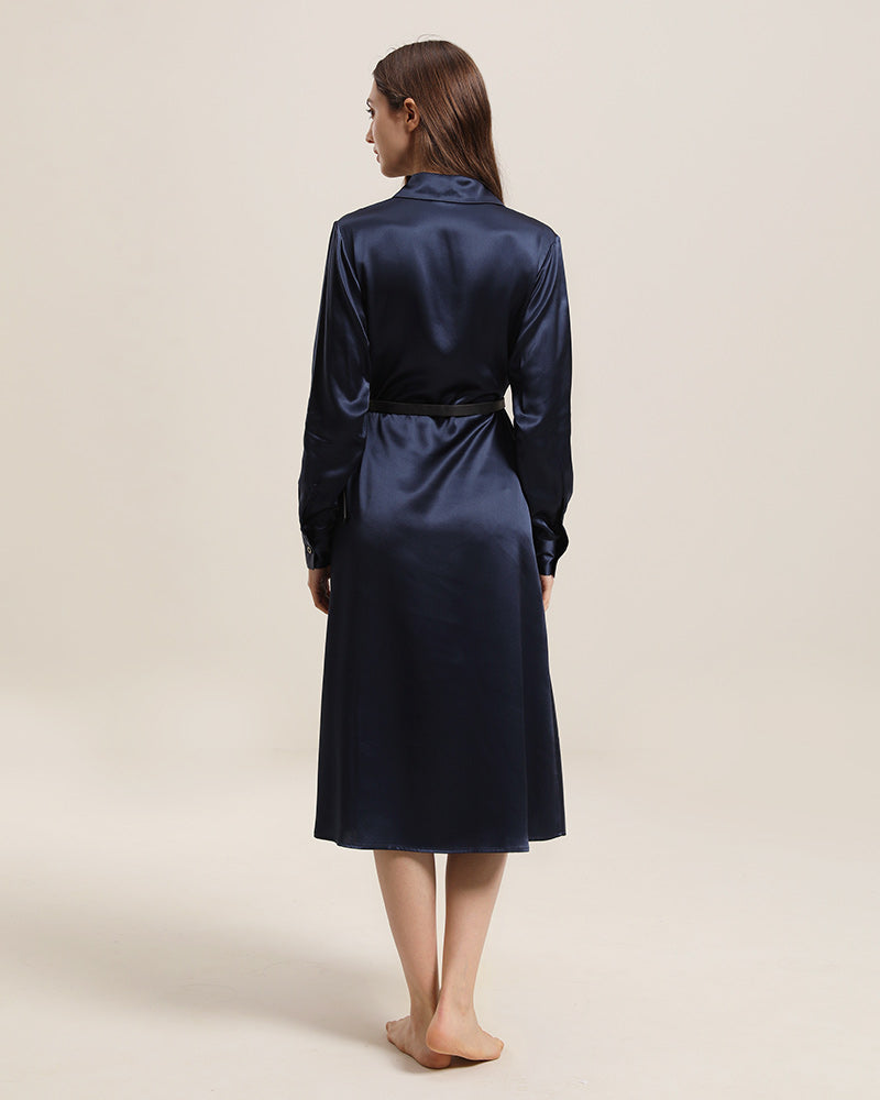 22 Momme Silk Outwear Dress Navy