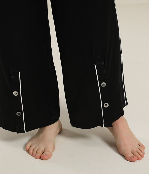 22 Momme Silk Pajamas Sleepwear Set Black