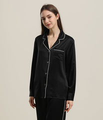22 Momme Silk Pajamas Sleepwear Set Black