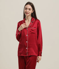 22 Momme Silk Pajamas Sleepwear Set Burgundy