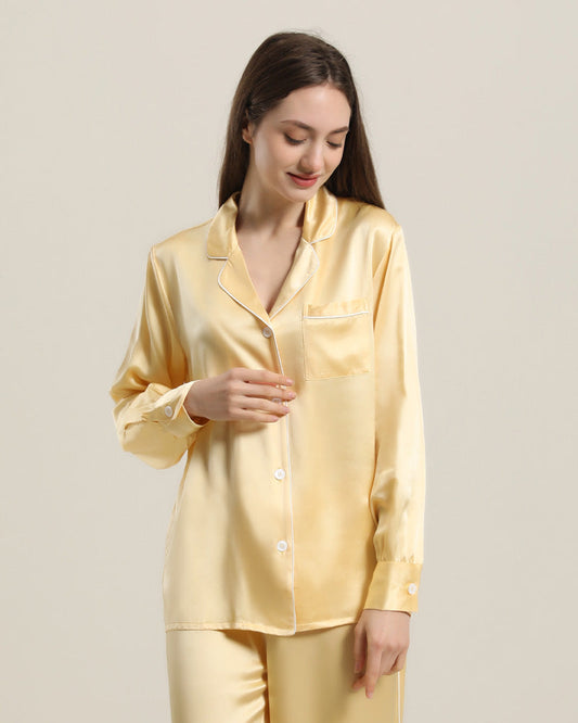 22 Momme Silk Pajamas Sleepwear Set Gold