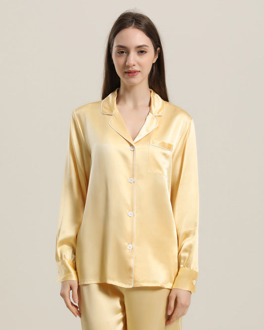 22 Momme Silk Pajamas Sleepwear Set Gold
